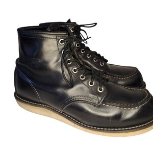 VINTAGE 80s RED WING REDWING 8179 MAN BOOTS  BLACK LEATHER CHUKKA SZ 8/41